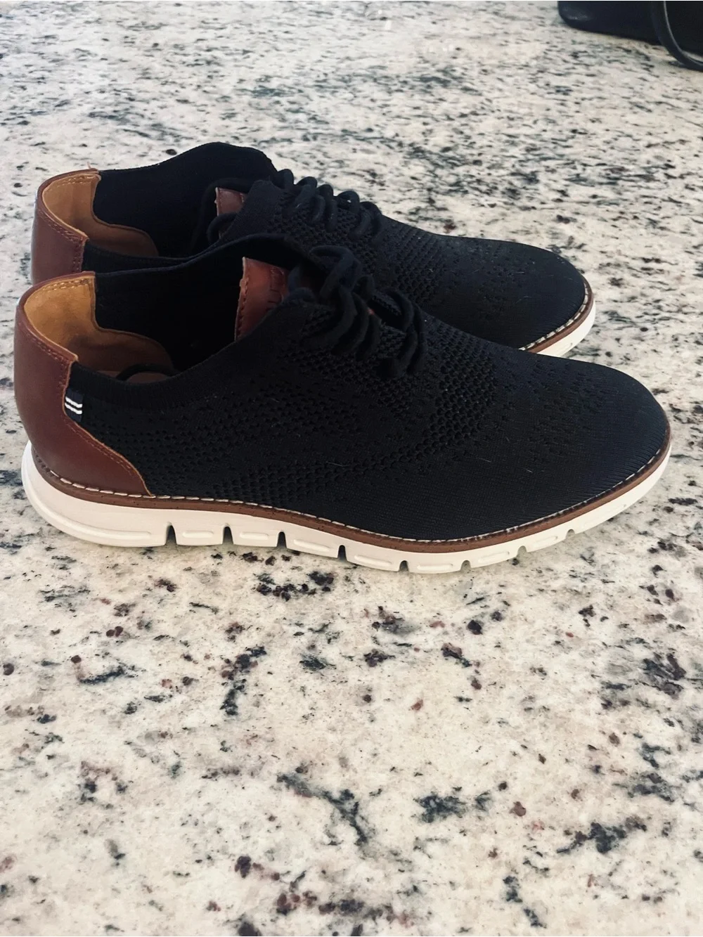 NAUTICA Men’s Black Shoes 9 Knit Brown Leather Casual Dress Wrenwood